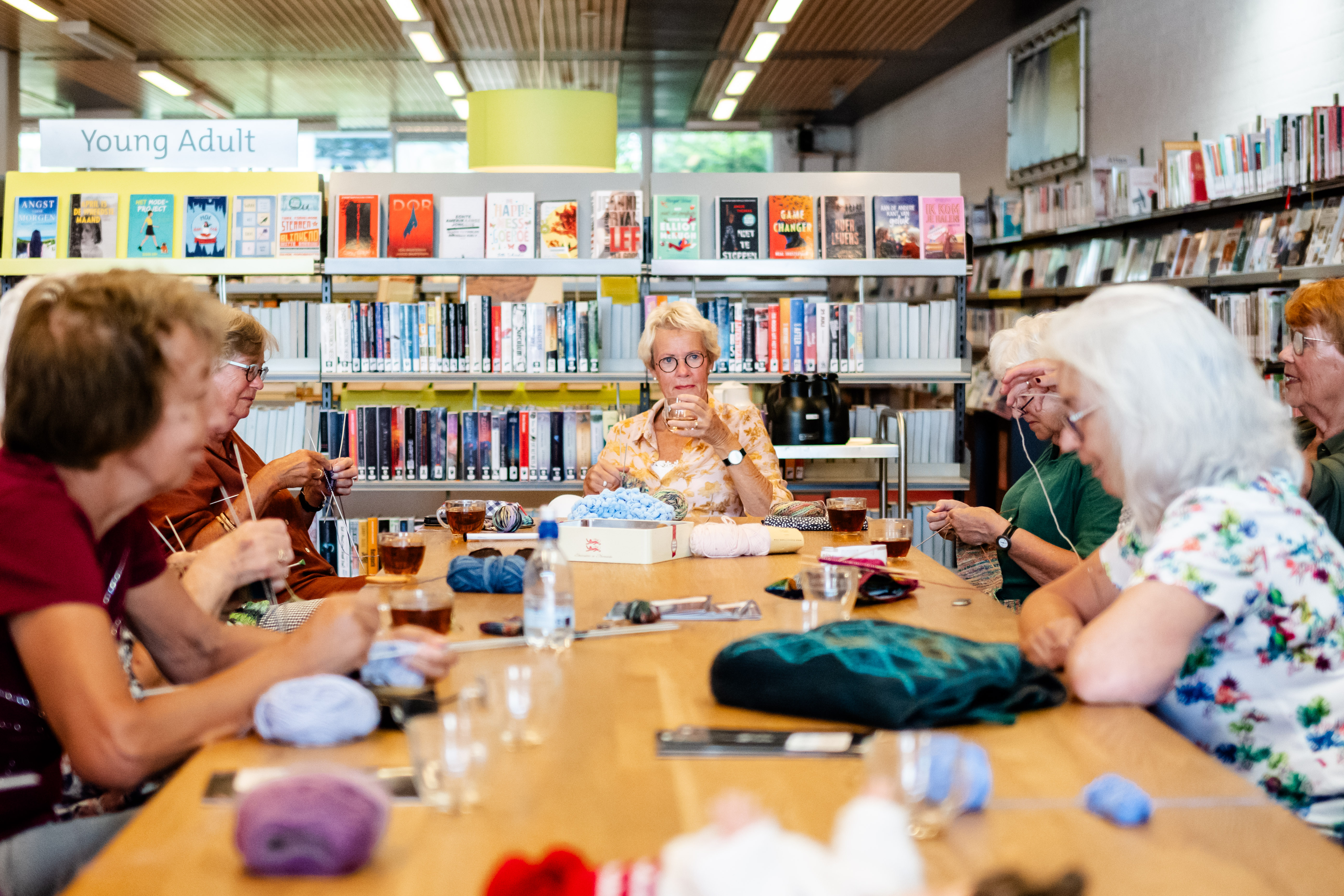 Weekly knitting club at the library
