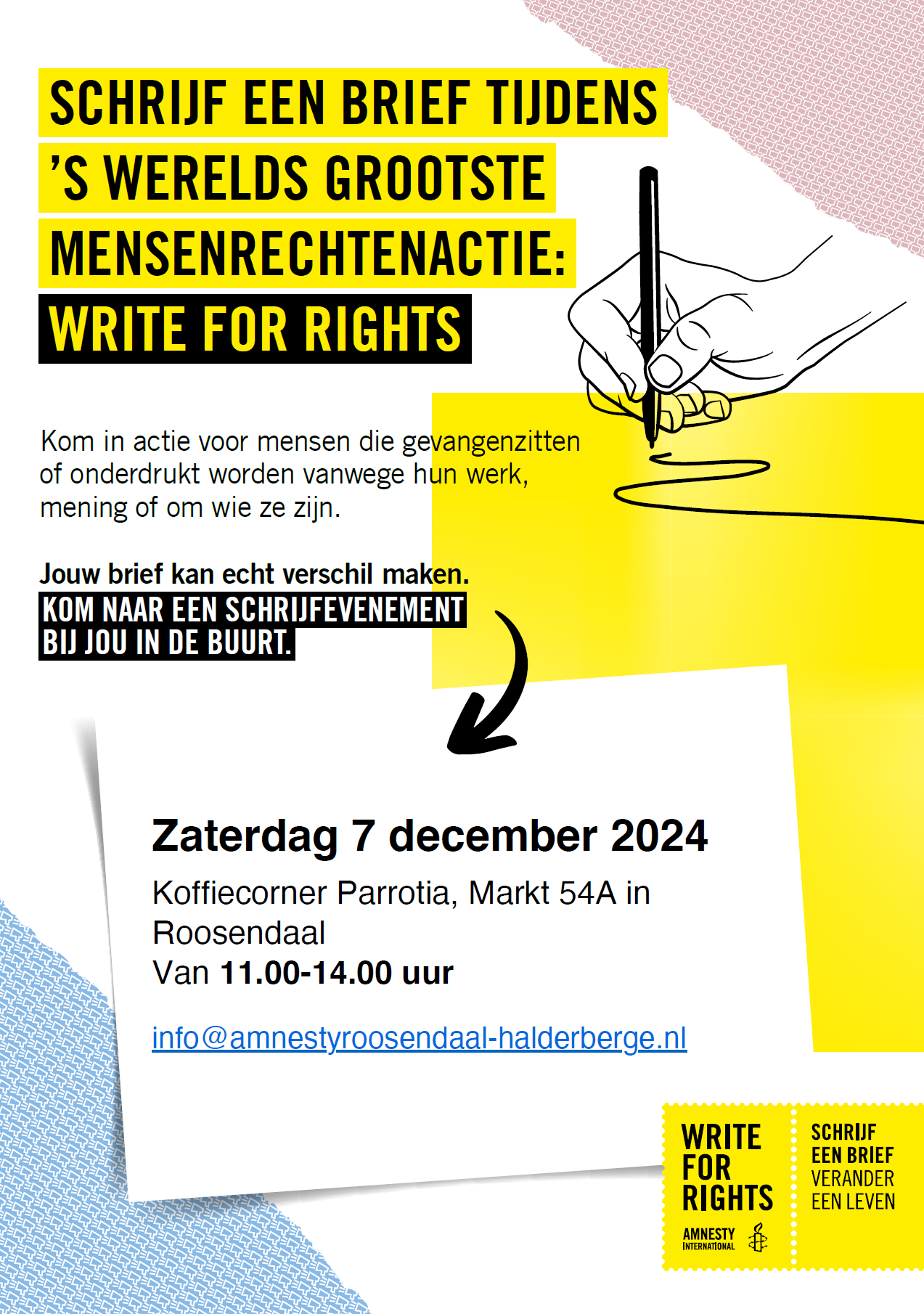 Write for Rights schrijfmarathon Amnesty International