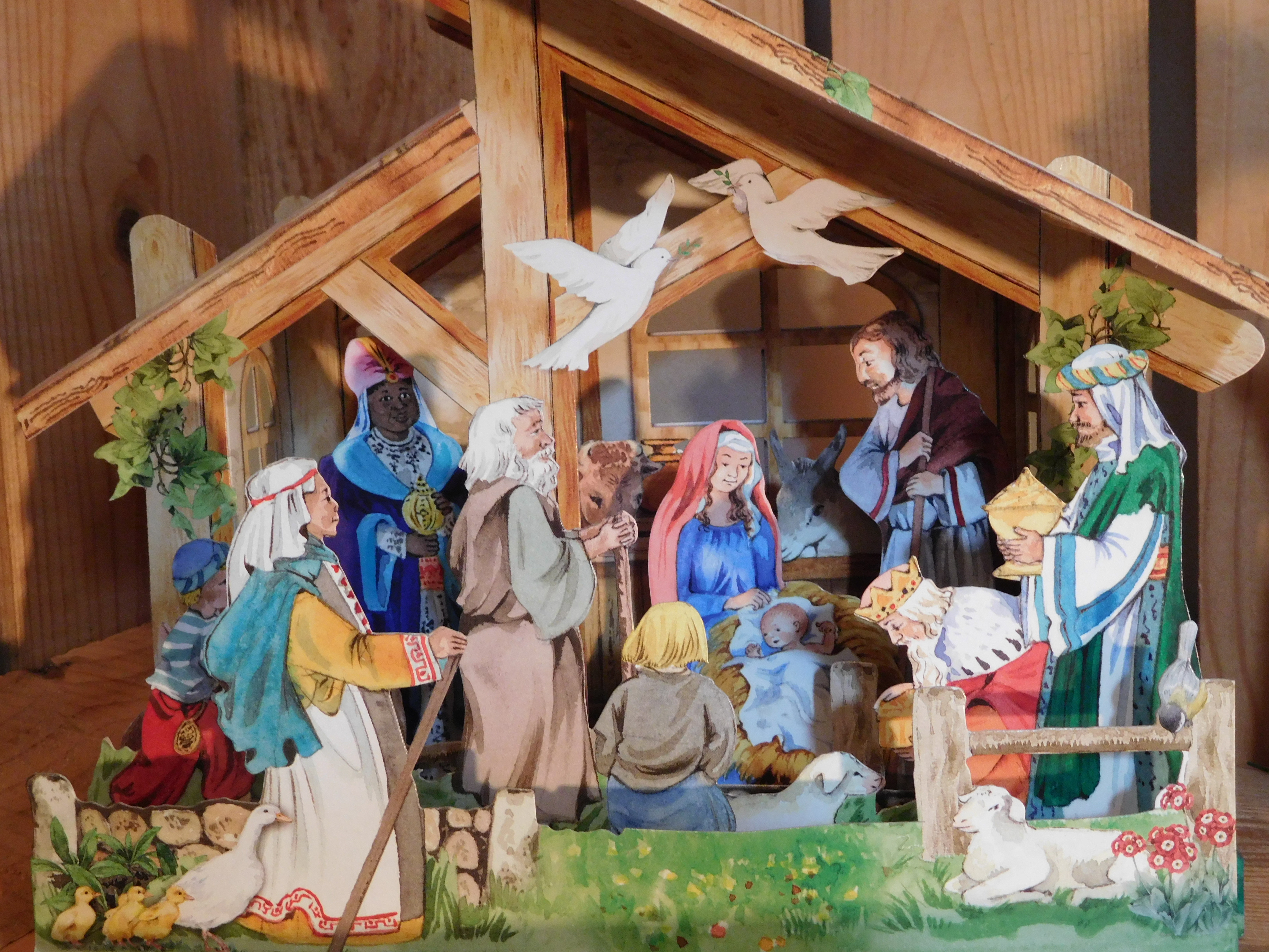 3-D Kerststalletjes van papier