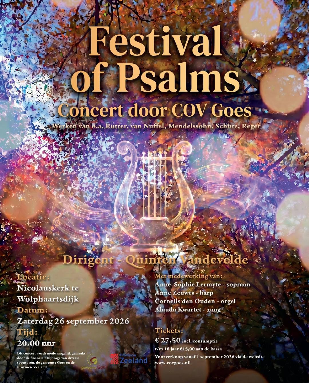 Festivals of Psalms, concert van de COV Goes, een musicale weg van de 14de eeuw tot vandaag.