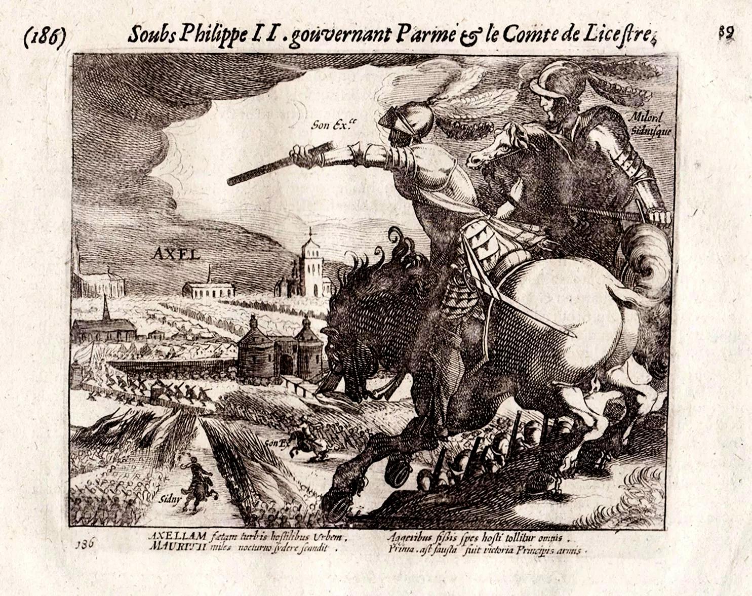 Gravure Strijd om Axel 1586