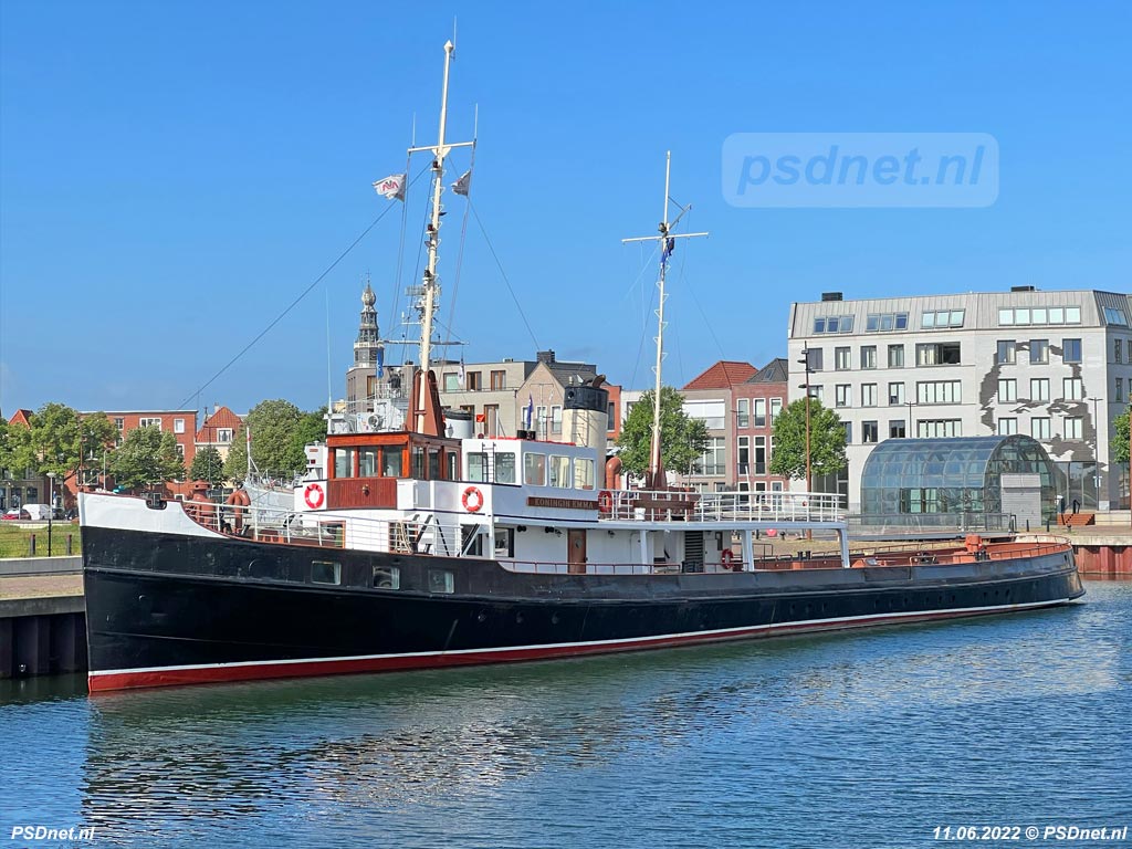 Former ferry Koningin Emma (1933) on her location at Vlissingen's Houtkade