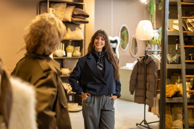 Vrouw pas kleding in een winkel