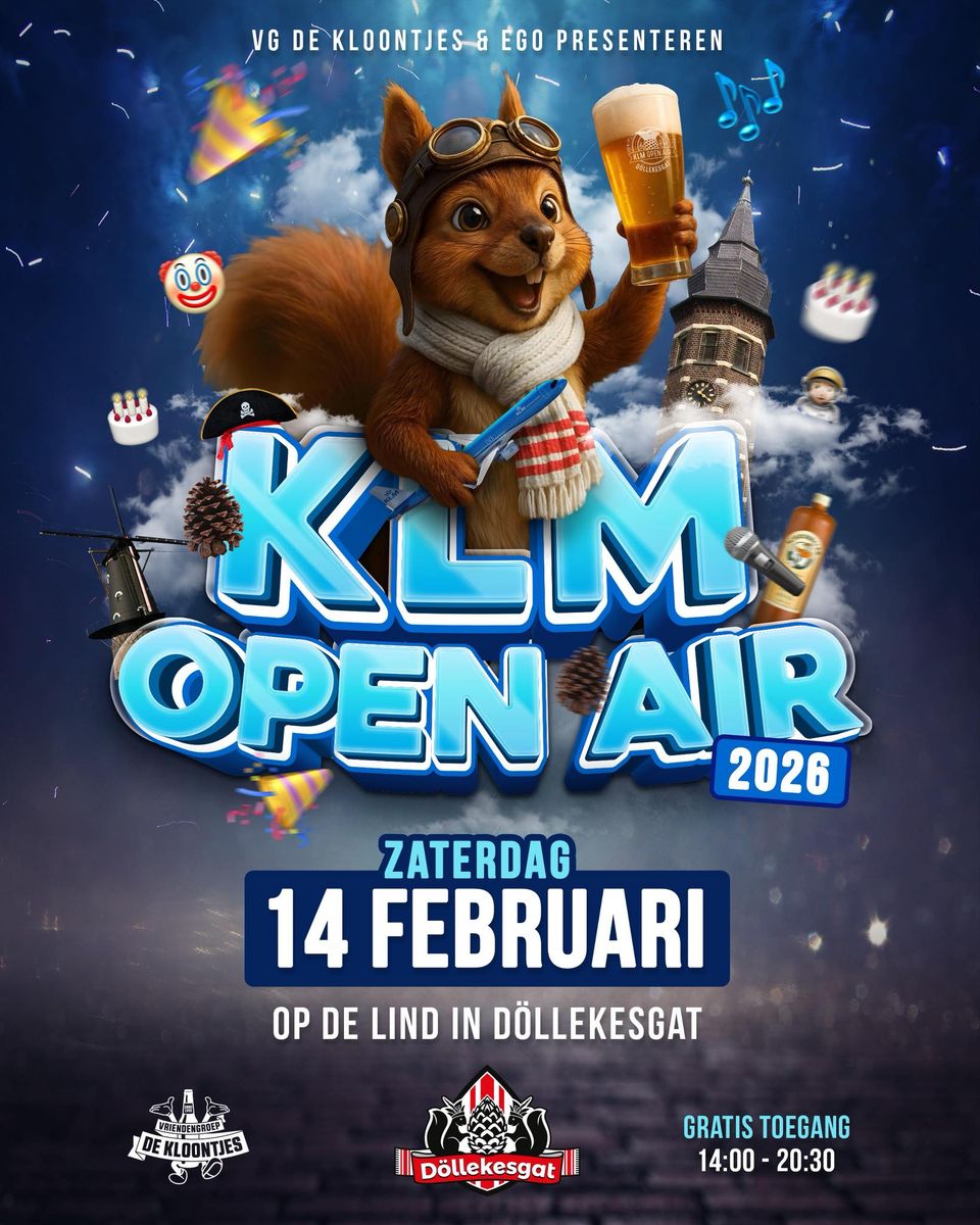 Affiche van KLM Open Air, hét straatcarnavalsfeest van Oisterwijk en omgeving.
