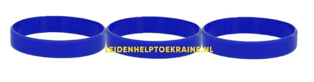 Blue and yellow wristbands available for purchase to show support for Ukraine.