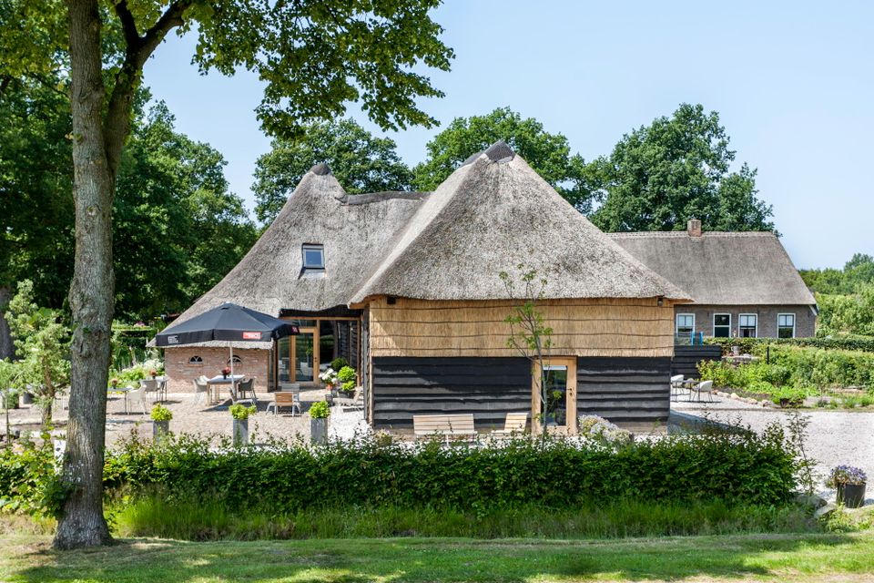 Authentischer Bauernhof mit großem Garten, in dem man sitzen kann.