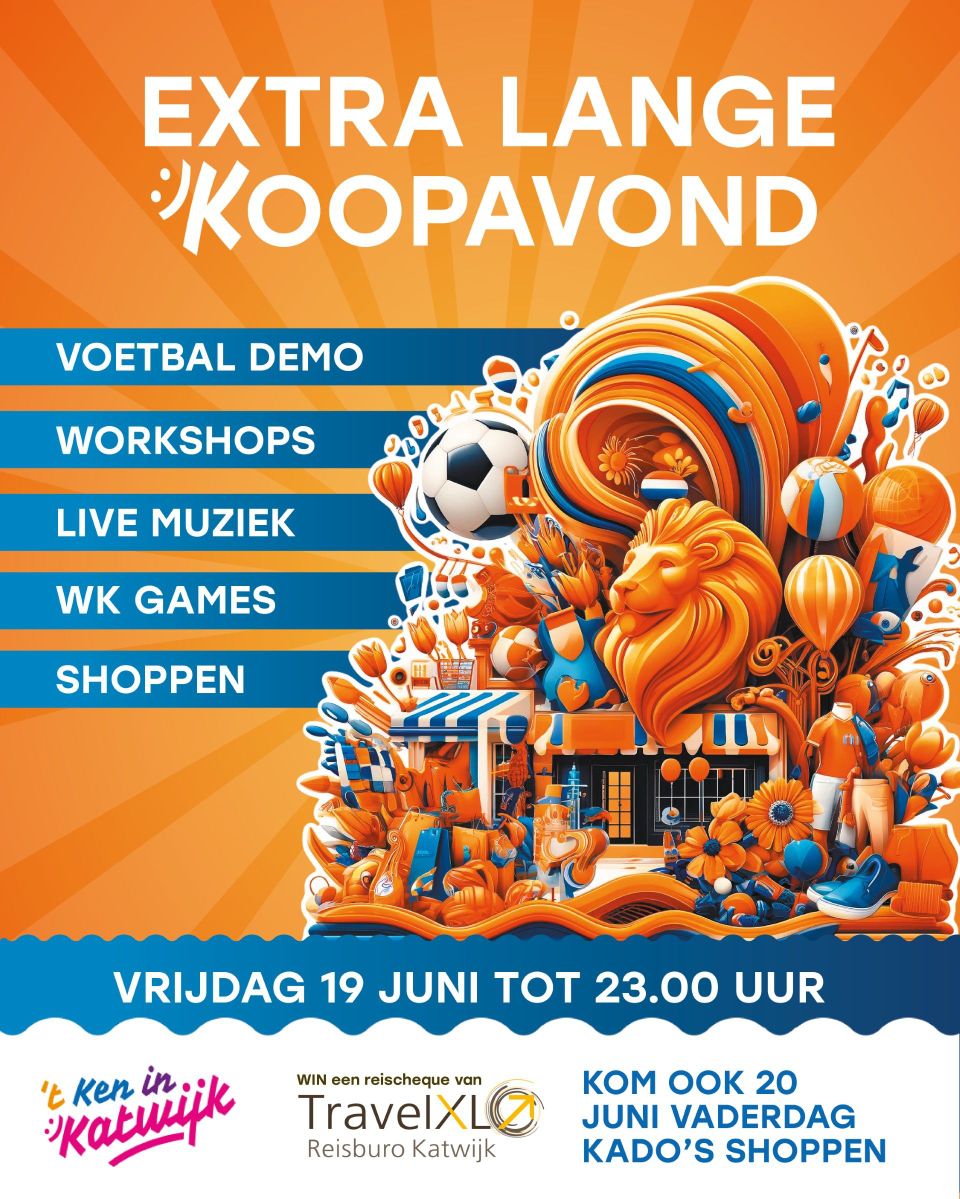 Poster van de XL Koopavond in Katwijk Centrum