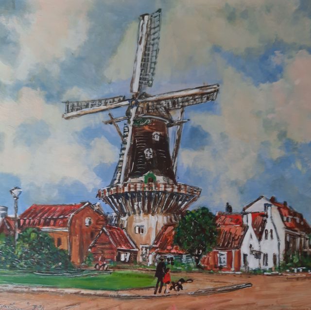 Schilderij van Korenmolen Windlust in Wassenaar