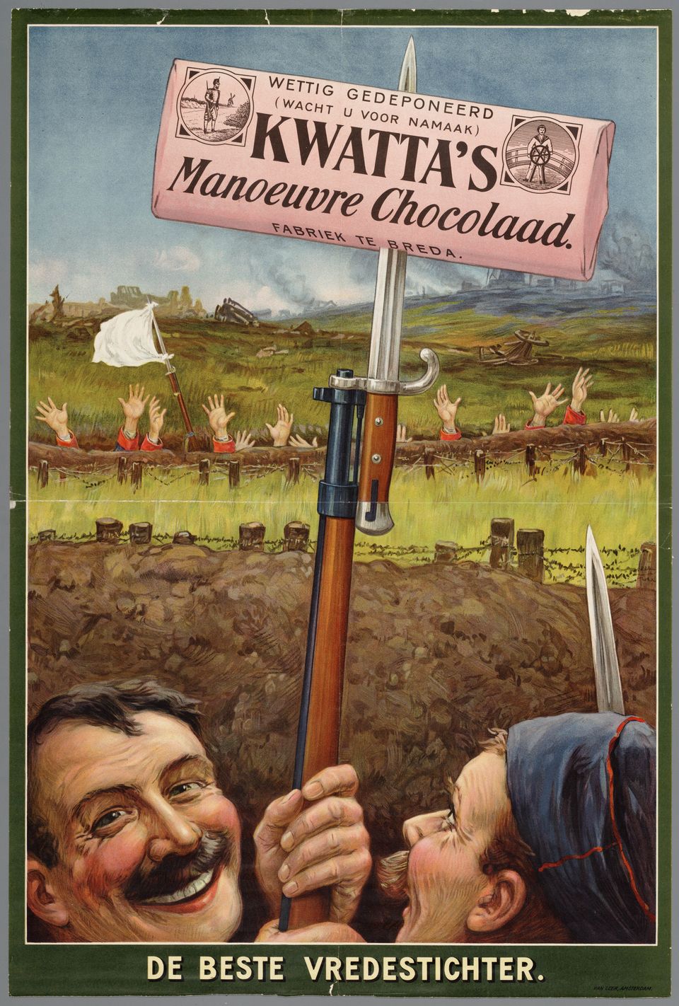 Reclameposter Kwatta's manœuvre chocolaad