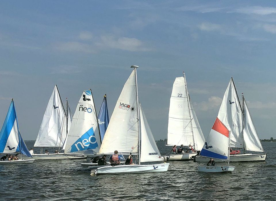 Zeilles in verschillende boottypes van Optimist tot Keus 22.