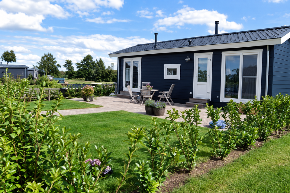 Foto van terras van een chalet op Chalet en Caravanpark De Vossenhoek