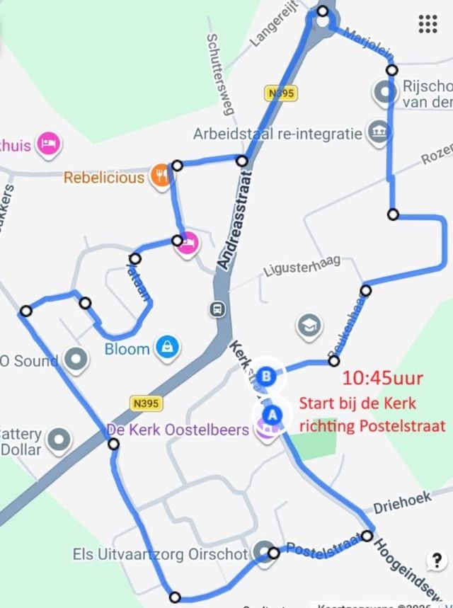 route optocht Sint Jorisgilde 25 april 2026