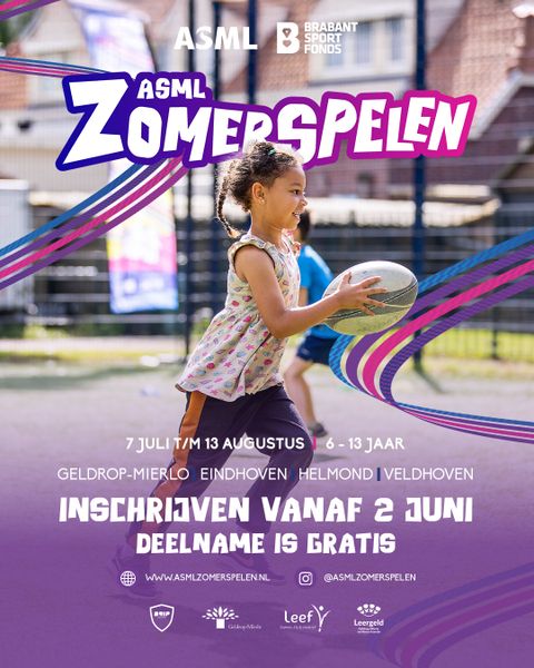 ASML Zomerspelen Sportfestival 13 augustus voor de kids gratis