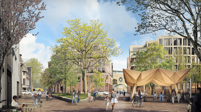 tekening van het stationsgebeid van de toekomst