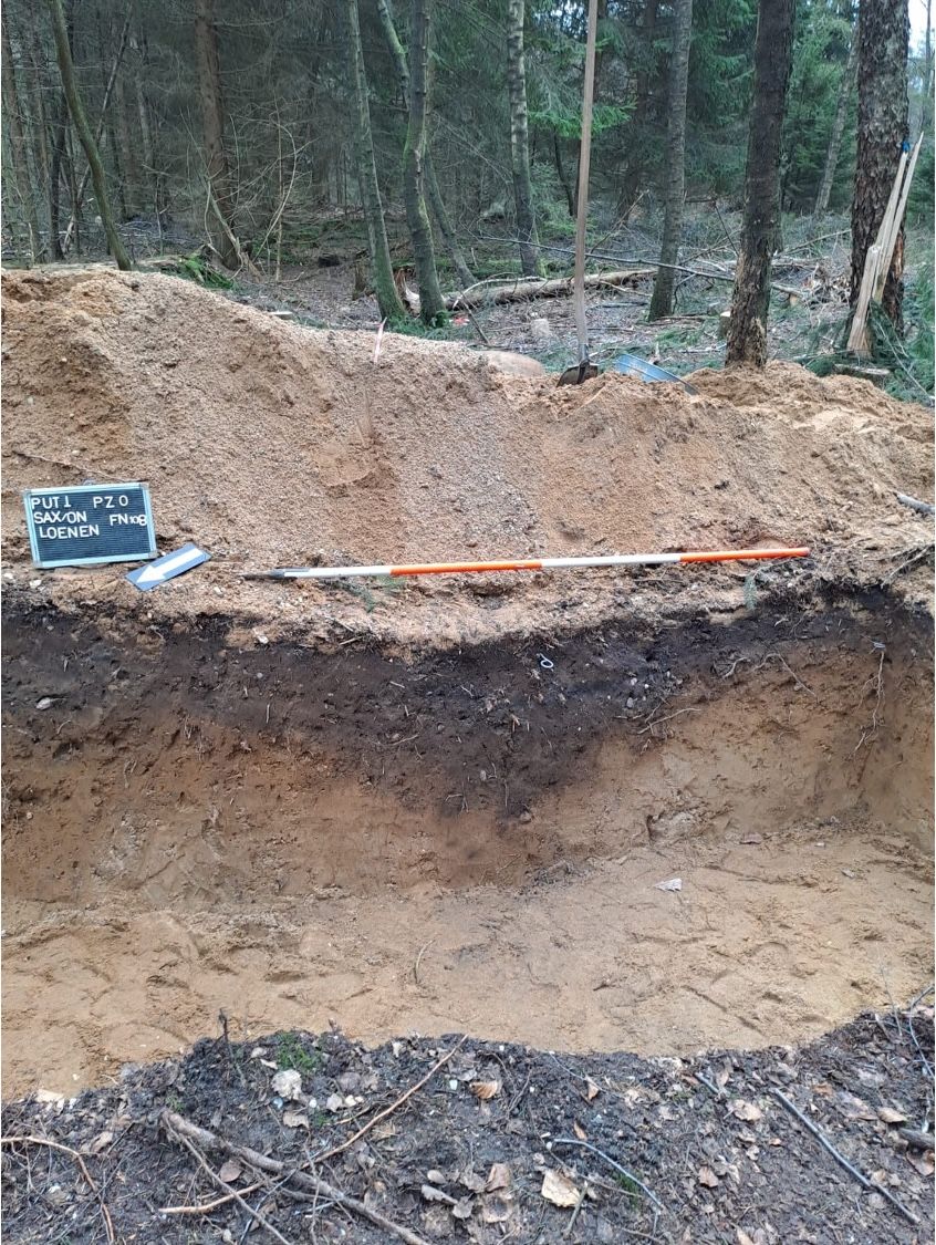 Doorsnede door de gracht van het kamp met zijn typische V-vorm (Saxion Hogeschool, Constructing the Limes).