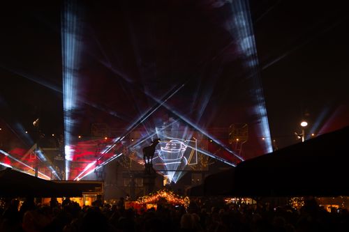 Een lasershow tijdens de Opening van Winters Purmerend