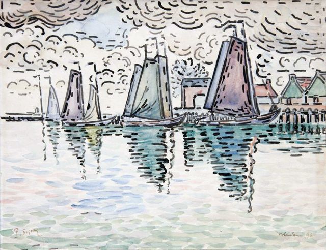 Schilderij van Paul Signac van de haven van Volendam