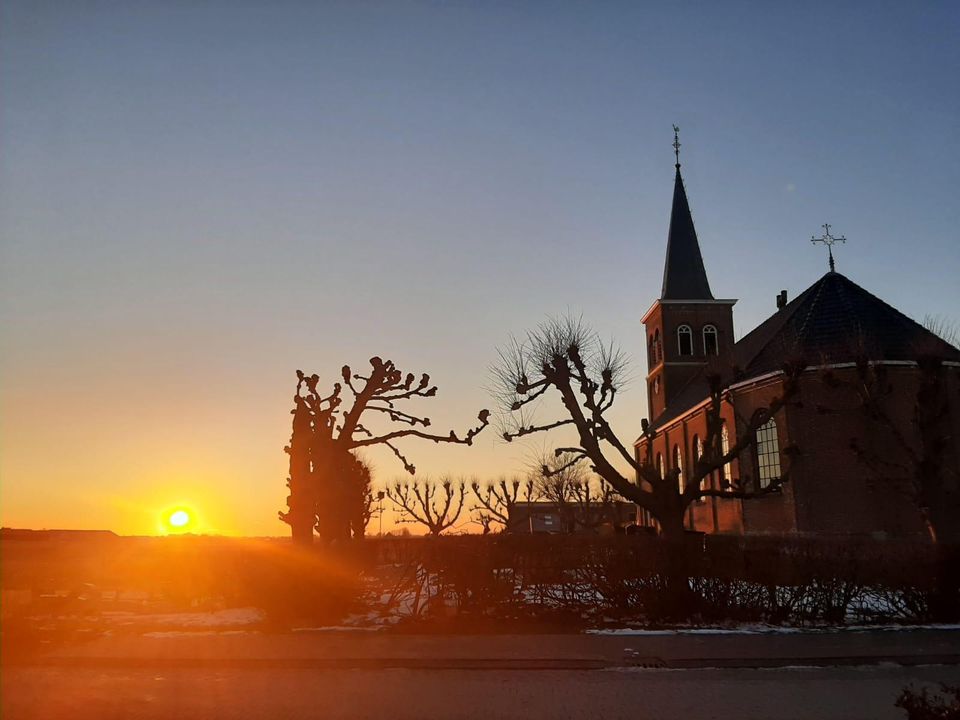 Het theater bij zonsondergang