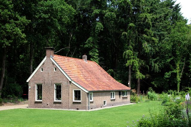 Koloniehuisje Frederiksoord omringd door groen.