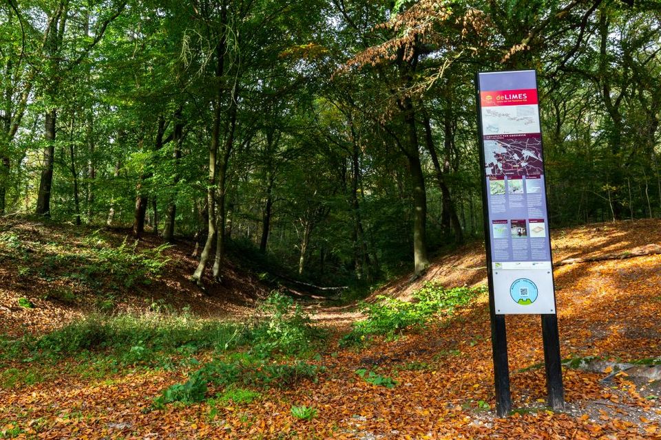 Vlakbij Berg en Dal zie je de restanten van een Romeins aquaduct, met daarbij een infopaneel.