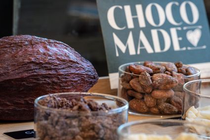 Cacaobonen en ingrediënten van het chocoladeproces bij Choco Made in Alphen aan den Rijn, onderdeel van Hollandse Ambachten Utrecht Region.