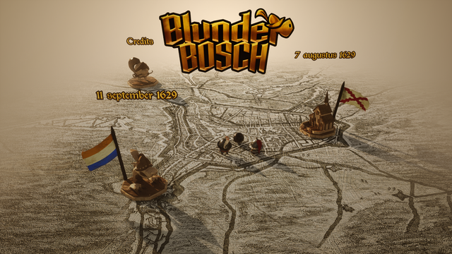 Het beginscherm van de game Blunder Bosch