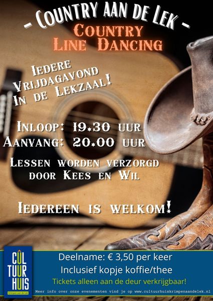 Poster Country Line Dancing in het Cultuurhuis
