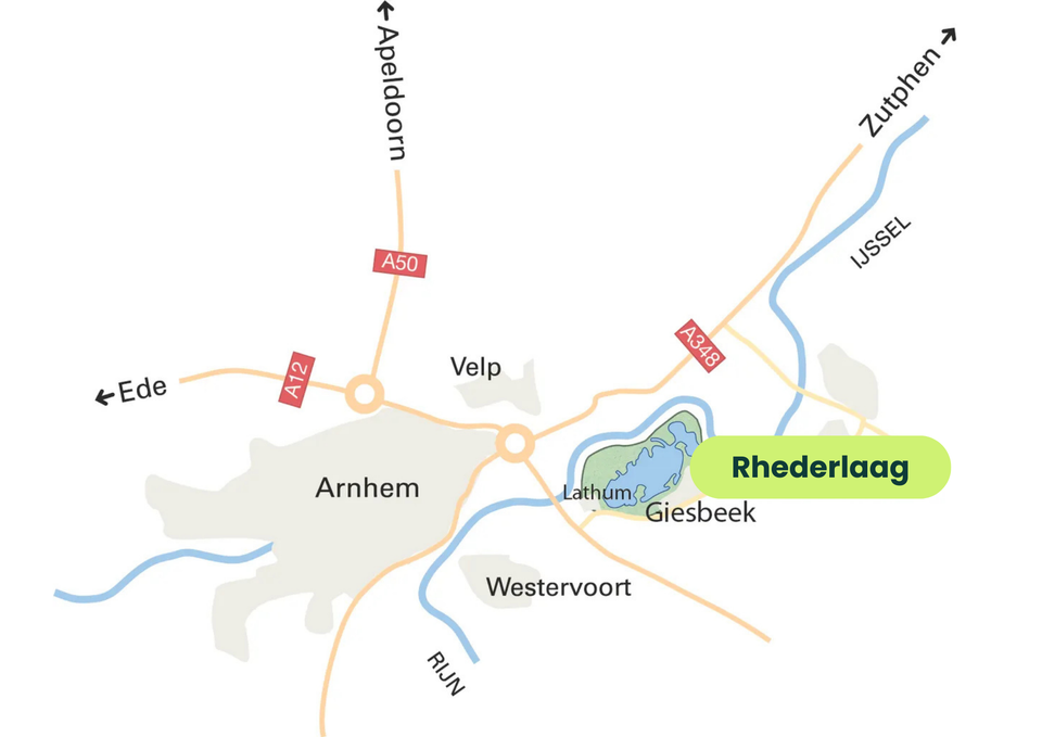 Kaart van de route naar Rhederlaag