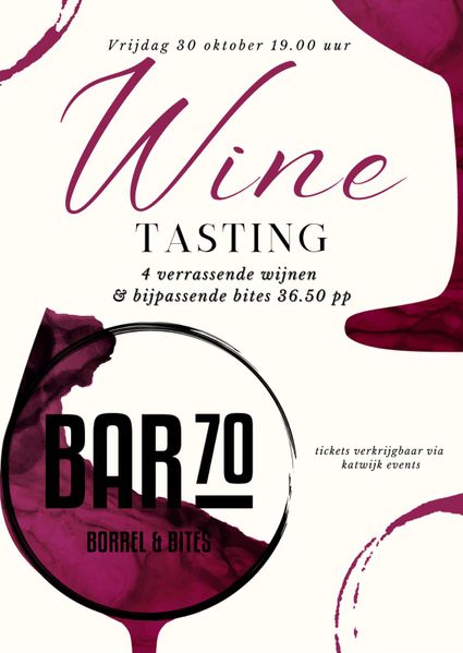 Wine Tasting bij Bar 70 Katwijk flyer