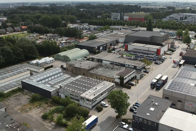 Luchtfoto van het bedrijventerrein Rokkehage.