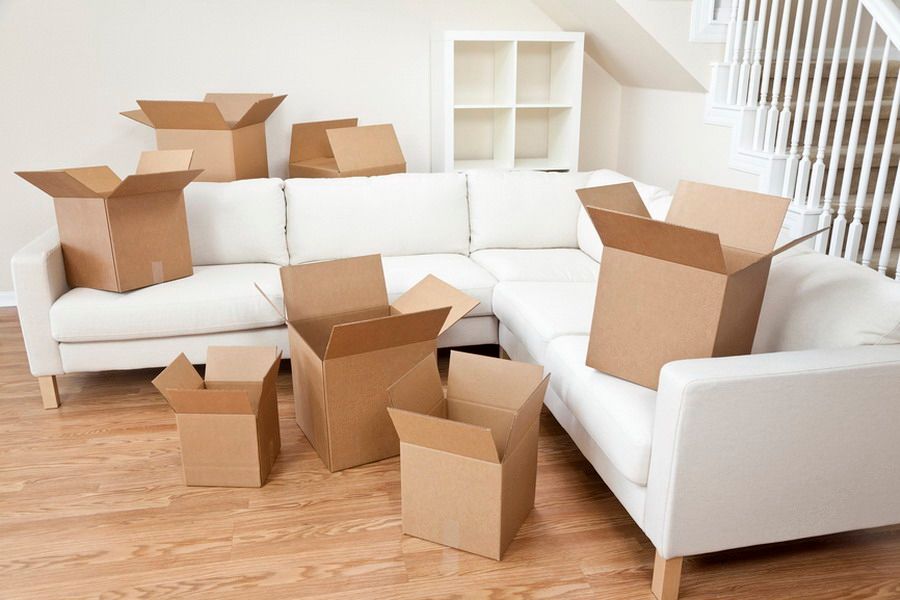 moving boxes in an apartment