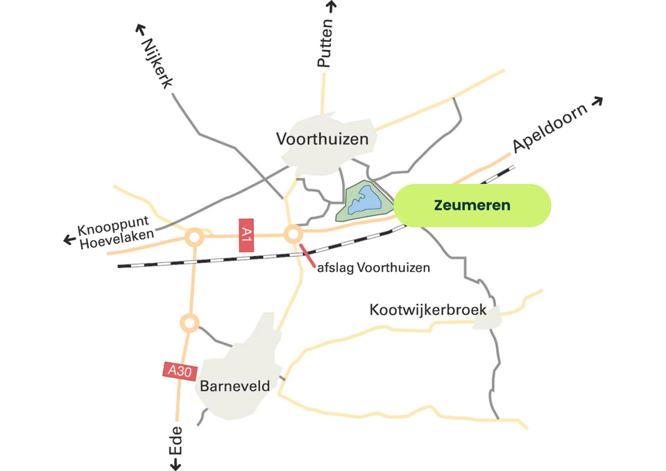 Kaart van de route naar Zeumeren