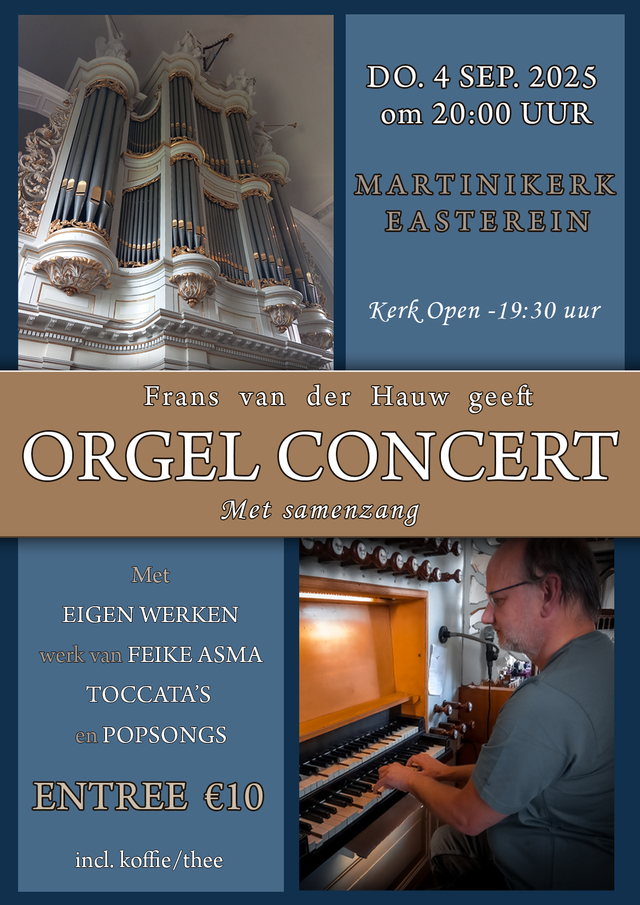 Affiche orgelconcert do. 4 sep. 2025 Martinikerk Easterein