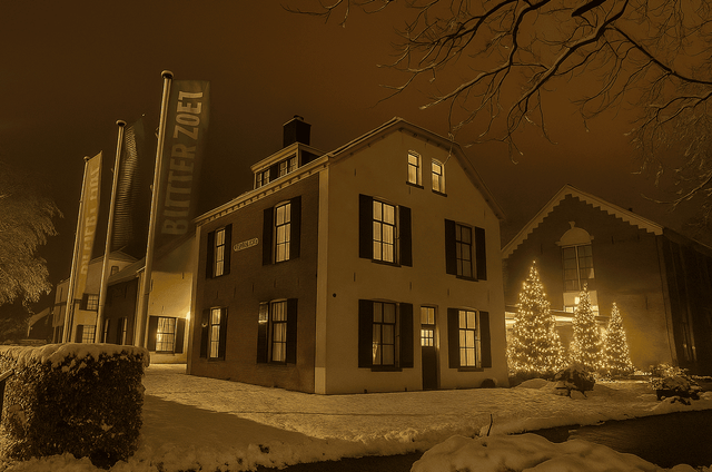 Hotel-Restaurant Bitter en Zoet in kerstsfeer.