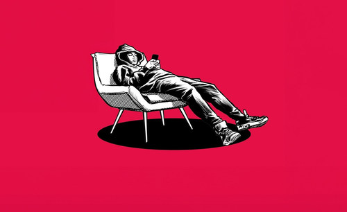 Tekening van een luie puber