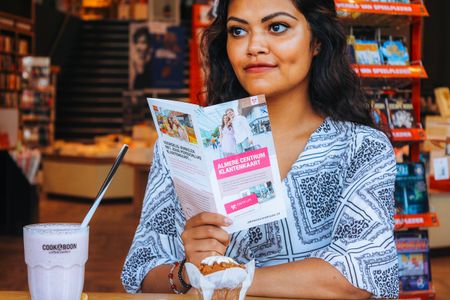 Klantenkaart flyer bij boekhandel stumpel in Almere Centrum