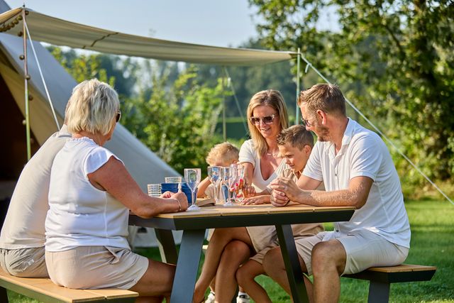 Gezin op de camping