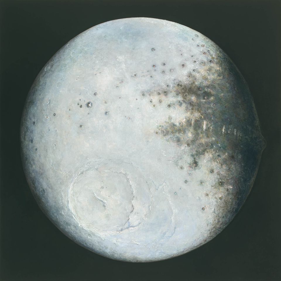 Olieverf op linnen, 150 x 150 cm