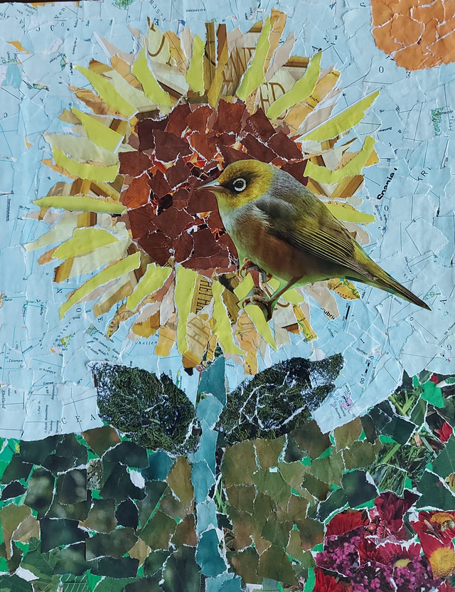 Sunflower mosaic made of paper
