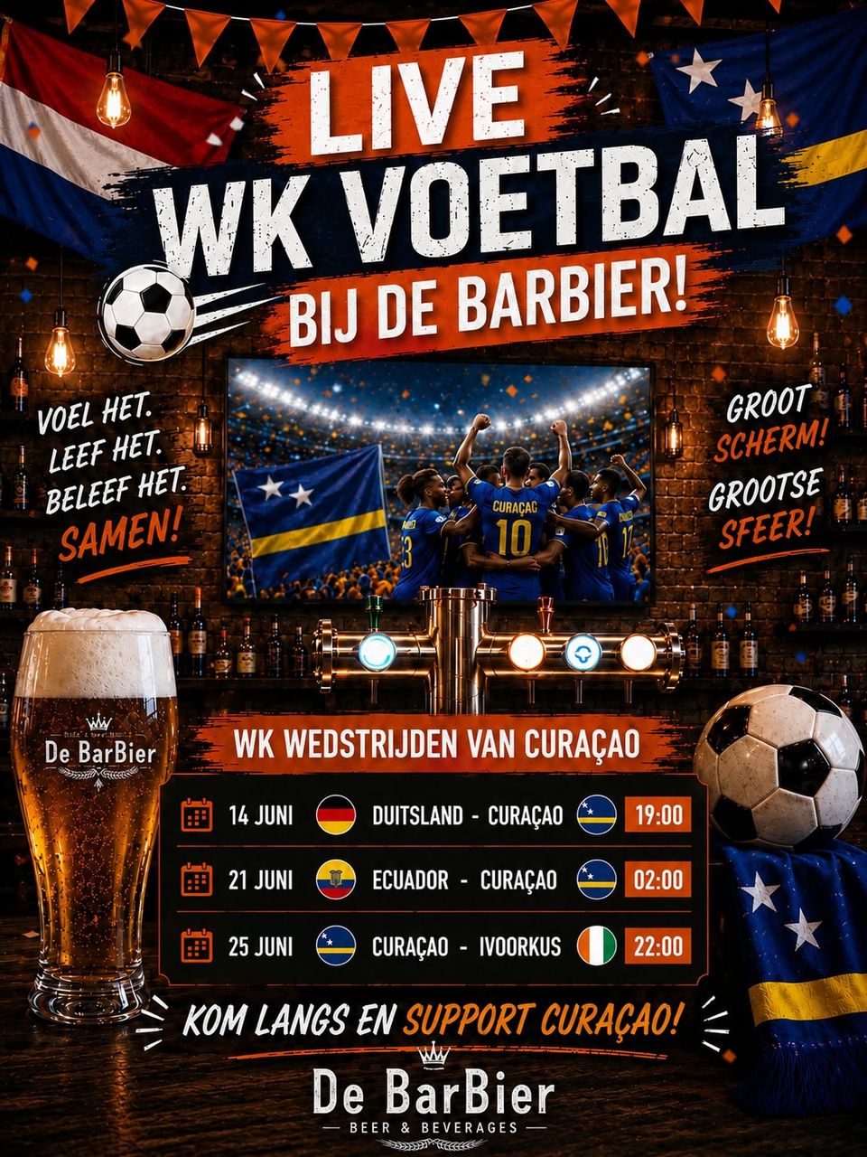 Poster van De Barbier met het speelschema curaçao
