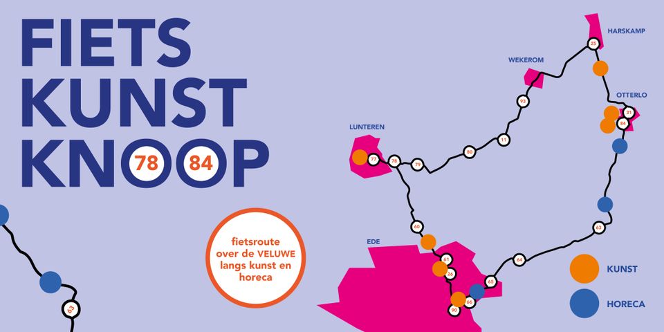 Routekaart fietsknooppunten langs kunstlocaties