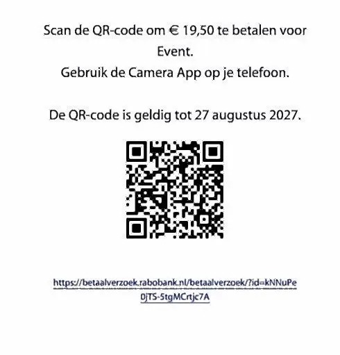 qr-code voor reserveren benefietavond