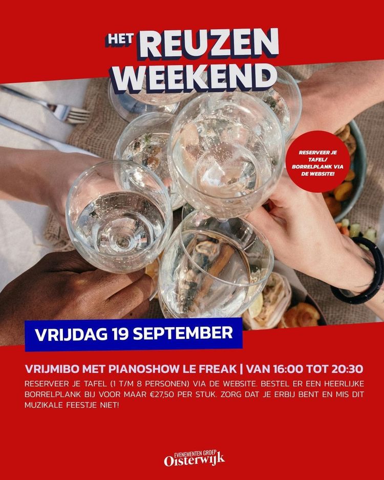 Affiche met hoofdkleur met proostende mensen