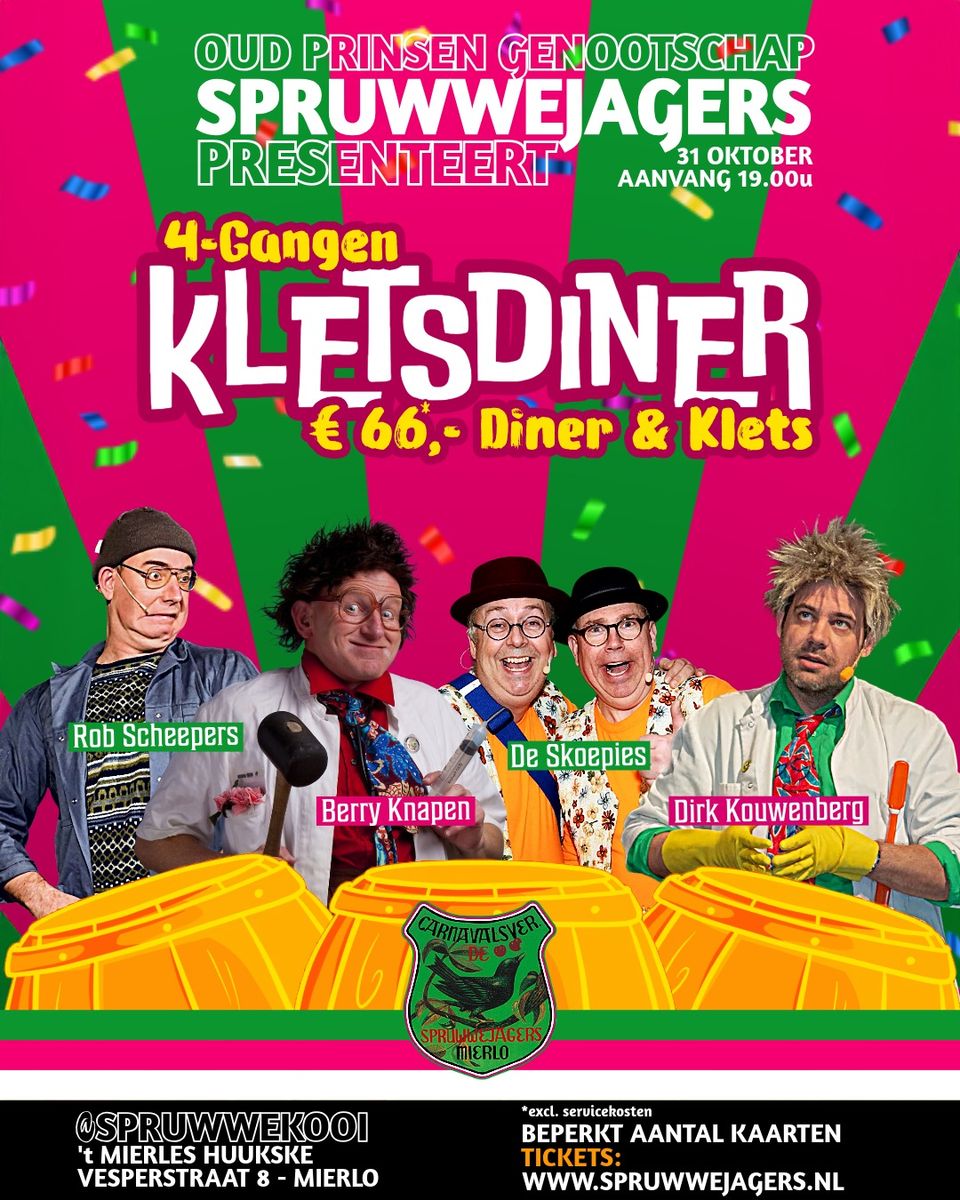 Kletsdiner | 4-gangen met amusument 31 okt