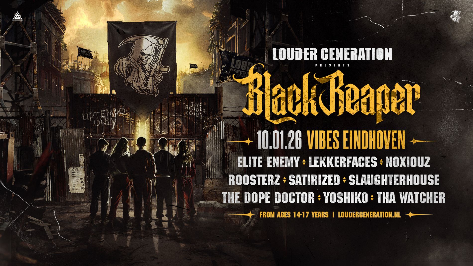 🏴‍☠️ 𝗟𝗢𝗨𝗗𝗘𝗥 𝗚𝗘𝗡𝗘𝗥𝗔𝗧𝗜𝗢𝗡 𝗣𝗥𝗘𝗦𝗘𝗡𝗧𝗦: 𝗕𝗟𝗔𝗖𝗞 𝗥𝗘𝗔𝗣𝗘𝗥 🏴‍☠️  Het woord is eruit: 𝗢𝗡𝗭𝗘 𝗔𝗟𝗟𝗘𝗥𝗘𝗘𝗥𝗦𝗧𝗘 𝗨𝗣𝗧𝗘𝗠𝗣𝗢 𝗢𝗡𝗟𝗬 𝗘𝗗𝗜𝗧𝗜𝗘 😍 Op zaterdag 10 januari 2026 neemt 𝘽𝙡𝙖𝙘𝙠 𝙧𝙚𝙖𝙥𝙚𝙧 Louder Generation compleet over.