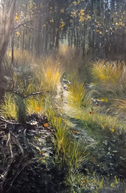 Jan Pieter Foppen, Verlicht bospaadje op Tongeren, 140x95 cm