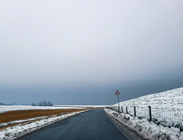 Weg bij Makkum in de winter