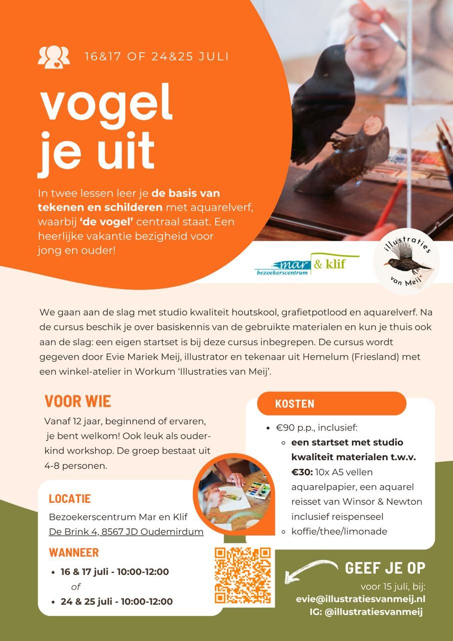 Workshop Vogels tekenen en schilderen o.l.v. Evie Mariek Meij