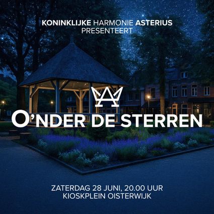 titel van het evenement met datum en op achtergrond de kiosk in Oisterwijk