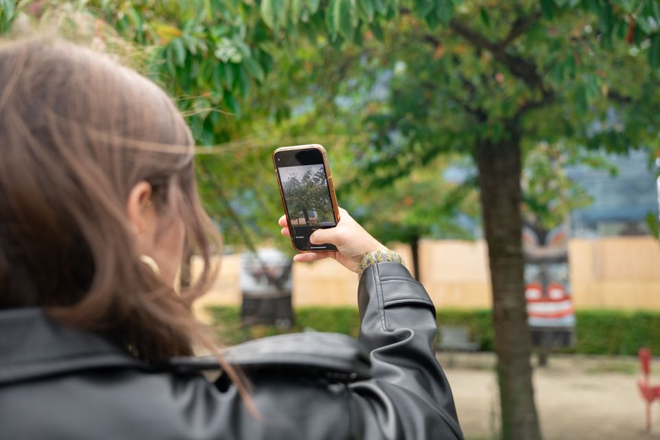 Mapping biodiversity with your phone in Leiden, scanning a tree